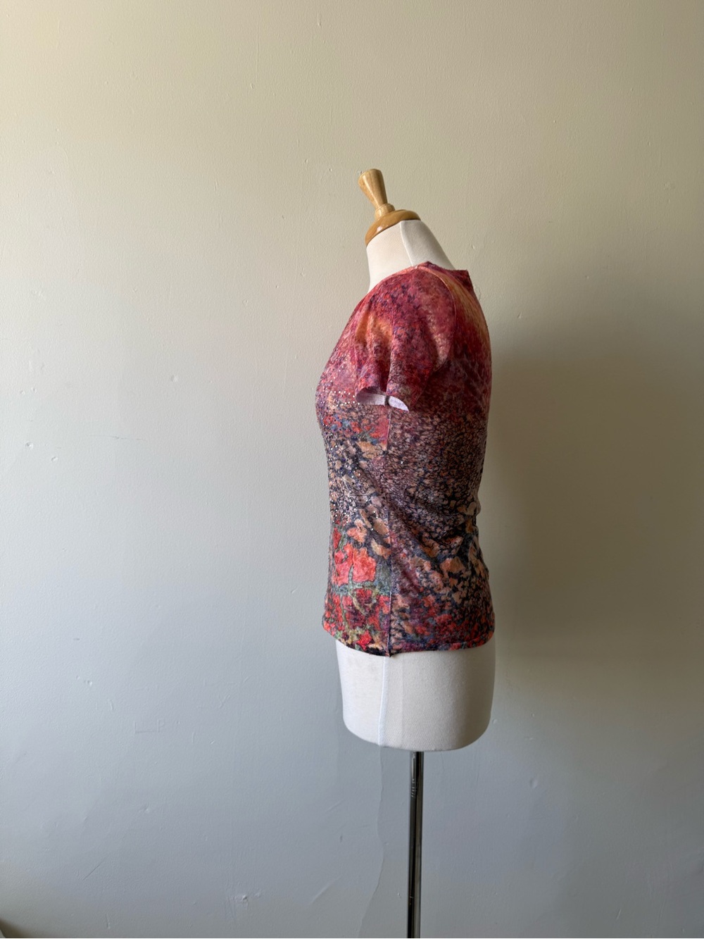 Y2K Rhinestone Mesh Top Abstract Print - Picture 3 of 5
